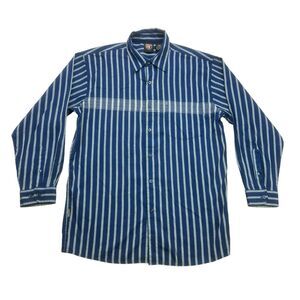 Vintage Gear 7 Collection Shirt Mens Large L Blue Striped Long Sleeve Button Up